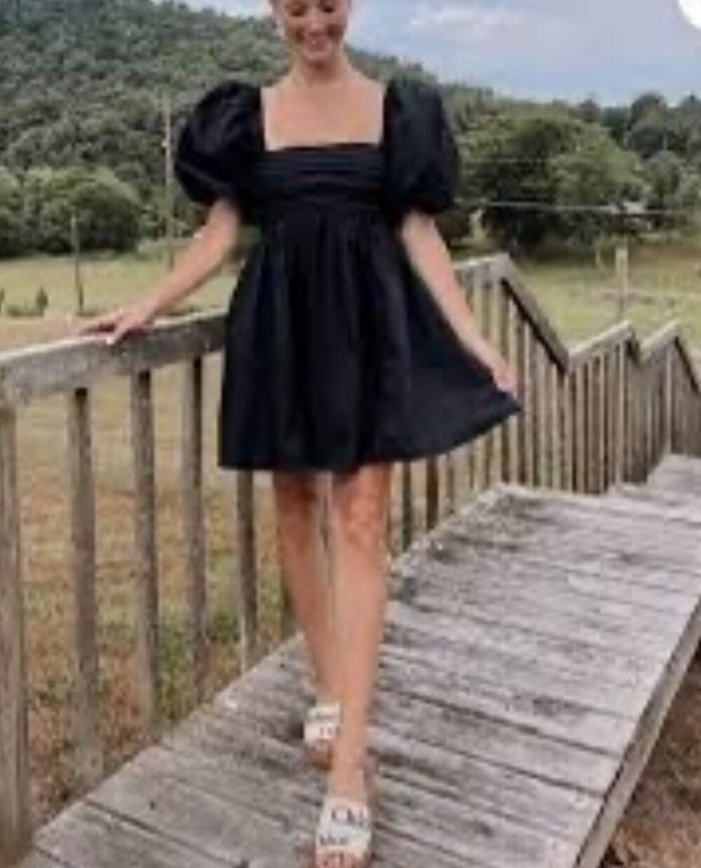 Abercrombie & Fitch Dress Womens Small Black Emerson Babydoll Puff Sleeve Mini